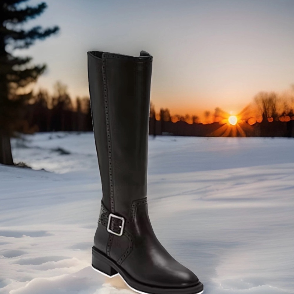 Winterwood Black Wide Calf Riding Boots Knee-High Faux Leather 6.5W NEW MSRP $85
